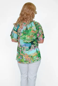 Orientique Abigail Organic Cotton Boho Blouse in Green Holiday- Organic Cotton Clothing