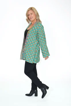Escape Aiko Reversible Short Kimono in Teal Multi- Cardigans & Jumpers | Long Sleeved Tops