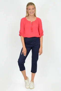 One Summer Angela Cotton Blend Capri Pant in-Women Cotton Pants | Womens Pants