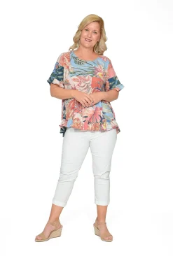 Orientique Angie Organic Cotton Flutter Sleeve Top in- Cotton Tops | Short Sleeve Tops