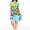 Orientique Anya Crinkle Cotton Tunic Dress in Blue Boats- Short Sleeved Dresses | Above Knee Dresses