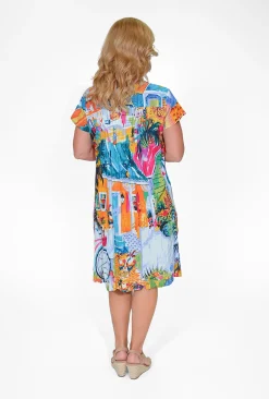 Orientique Anya Crinkle Cotton Tunic Dress in- Short Sleeved Dresses | Cotton Dresses