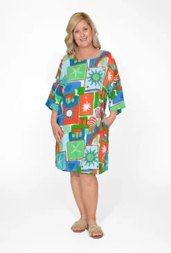 One Summer Ashlee Rayon Sleeved Shift Dress in- Knee Length Dresses | Above Knee Dresses