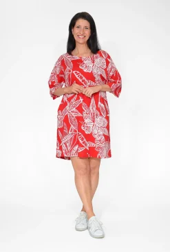 One Summer Ashlee Rayon Sleeved Shift Dress in- Long Sleeved Dresses | Above Knee Dresses