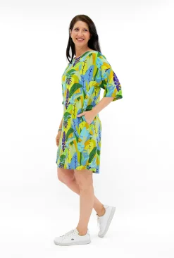 One Summer Ashlee Rayon Sleeved Shift Dress in- Above Knee Dresses | Sleeved Dress