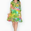 Escape Ava Rayon 3/4 Frill Sleeve Boho Dress in- Long Sleeved Dresses | Above Knee Dresses