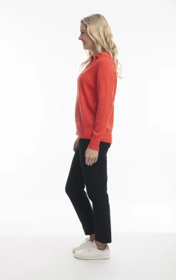 Orientique Becky Collar Knit Jumper in Flame Red- Cardigans & Jumpers | Knitwear Tops