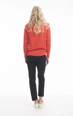Orientique Becky Collar Knit Jumper in Flame Red- Cardigans & Jumpers | Knitwear Tops