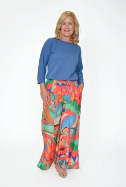 Escape Birdie Flower Wide Pant in Orange-Women Womens Pants