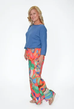 Escape Birdie Flower Wide Pant in Orange-Women Womens Pants