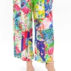 Escape Birdie Rayon Long Wide Leg Pants in Blue Tropics-Women Womens Pants