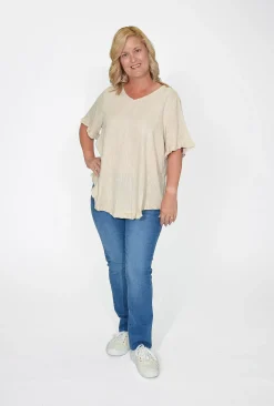 Willow Tree Brooklyn Frill Sleeve Button Back Top in- Short Sleeve Tops | Sleeved Dress