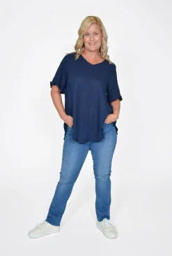 Willow Tree Brooklyn Frill Sleeve Button Back Top in- Short Sleeve Tops | Sleeved Dress