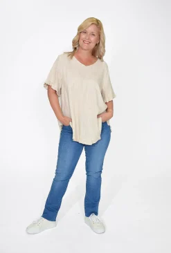 Willow Tree Brooklyn Frill Sleeve Button Back Top in- Short Sleeve Tops | Sleeved Dress