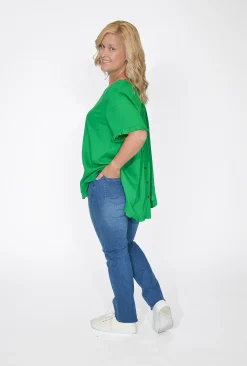 Willow Tree Brooklyn Frill Sleeve Button Back Top in- Short Sleeve Tops | Sleeved Dress