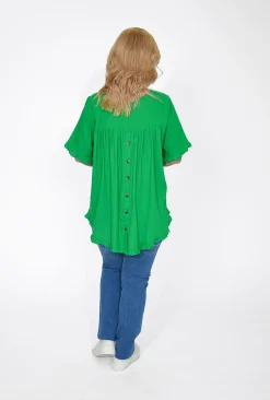 Willow Tree Brooklyn Frill Sleeve Button Back Top in- Short Sleeve Tops | Sleeved Dress