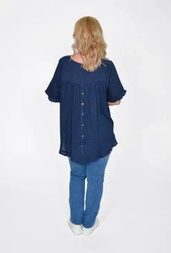 Willow Tree Brooklyn Frill Sleeve Button Back Top in- Short Sleeve Tops | Sleeved Dress