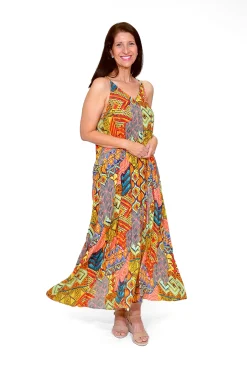 Orientique Buffy Rayon Sleeveless Midi Dress in- Sleeveless Dresses | Maxi Dresses