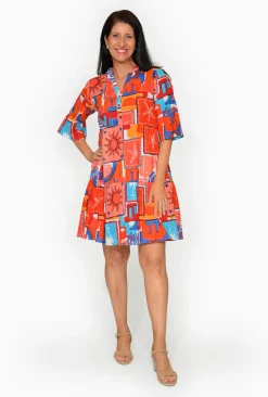 One Summer Carlie Cotton 3/4 Sleeve Tiered Dress in- Cotton Dresses | Above Knee Dresses