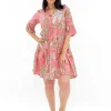One Summer Carlie Cotton 3/4 Sleeve Tiered Dress in- Short Sleeved Dresses | Cotton Dresses