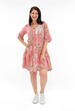 One Summer Carlie Cotton 3/4 Sleeve Tiered Dress in- Short Sleeved Dresses | Cotton Dresses