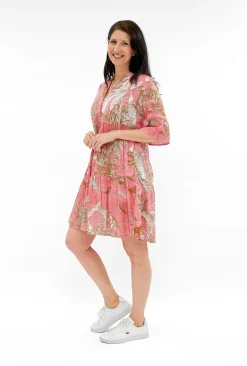 One Summer Carlie Cotton 3/4 Sleeve Tiered Dress in- Short Sleeved Dresses | Cotton Dresses