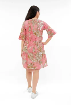 One Summer Carlie Cotton 3/4 Sleeve Tiered Dress in- Short Sleeved Dresses | Cotton Dresses