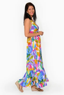 Escape Cassandra Rayon Sleevless Maxi Dress in Multicolour- Sleeveless Dresses | Maxi Dresses