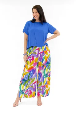 Escape Chantal Rayon Wide Leg Pant in Multicolour-Women Womens Pants