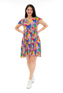 One Summer Chloe Crepe Rayon Swing Dress in- Short Sleeved Dresses | Knee Length Dresses