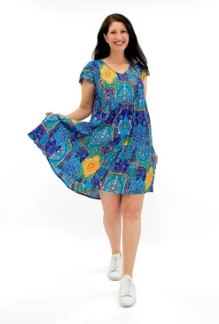 One Summer Chloe Crepe Rayon Swing Dress in- Short Sleeved Dresses | Sleeved Dress