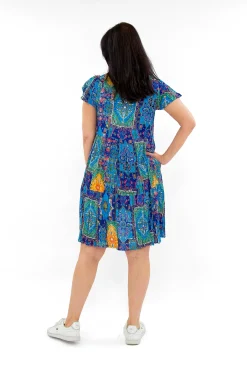 One Summer Chloe Crepe Rayon Swing Dress in- Short Sleeved Dresses | Sleeved Dress