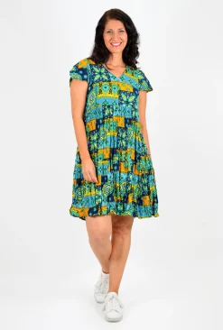 One Summer Chloe Crepe Swing Dress in- Above Knee Dresses | Short Sleeved Dresses