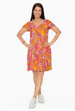 One Summer Chloe Crepe Swing Dress in- Short Sleeved Dresses | Knee Length Dresses