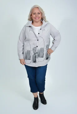 Indigo Designs Christine Lightweight Jacket in Grey- Jackets | Long Sleeved Tops