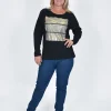 Orientique Claire Long Sleeve Top in Animal Black Print- Long Sleeved Tops