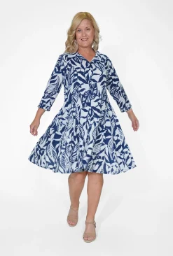 Orientique Coleen Organic Cotton Sleeve Collar Dress in- Long Sleeved Dresses | Cotton Dresses