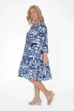 Orientique Coleen Organic Cotton Sleeve Collar Dress in- Long Sleeved Dresses | Cotton Dresses