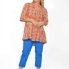 Orientique Crystal Rayon Short Sleeve Oversized Top in- Short Sleeve Tops | Sleeved Dress