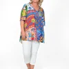 Orientique Crystal Rayon Short Sleeve Oversized Top in- Short Sleeve Tops | Sleeved Dress
