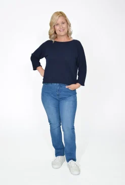 Orientique Darcy Straight Leg Jeans in Blue-Women Cotton Pants | Womens Pants