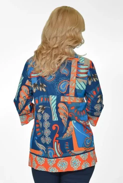 Orientique Davina Cotton 3/4 Sleeve Rayon Top in- Cotton Tops | 3/4 Sleeve Tops