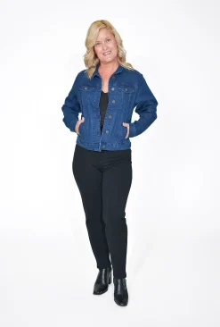 Orientique Diana Collared Denim Jacket in- Jackets | Long Sleeved Tops