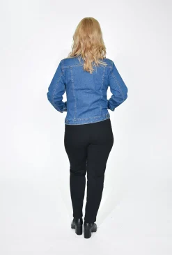 Orientique Diana Collared Denim Jacket in- Jackets | Long Sleeved Tops
