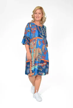 Orientique Diva Organic Cotton Frill Sleeve Dress in- Knee Length Dresses | Above Knee Dresses