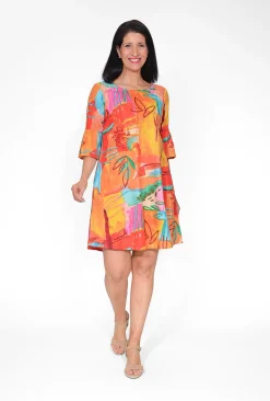 Orientique Diva Organic Cotton Frill Sleeve Dress in- Cotton Dresses | Above Knee Dresses