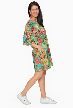 Orientique Diva Organic Cotton Frill Sleeve Dress in- Cotton Dresses | Above Knee Dresses