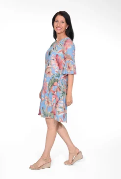 Orientique Diva Organic Cotton Frill Sleeve Dress in- Cotton Dresses | Organic Cotton Clothing
