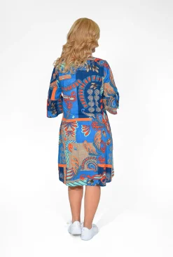 Orientique Diva Organic Cotton Frill Sleeve Dress in- Knee Length Dresses | Above Knee Dresses