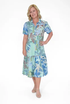 Orientique Edith Organic Cotton Collar Dress in- Short Sleeved Dresses | Organic Cotton Clothing